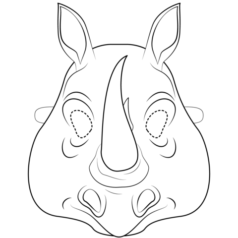 Rhinoceros Mask Coloring Page